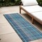 Edge Collections - 2' x 8' - Blue - Washable Plaid Indoor Outdoor Runner Rug - 1 Piece